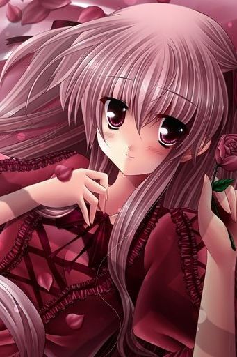 Anime Girl Dress Stockings Rose Petals