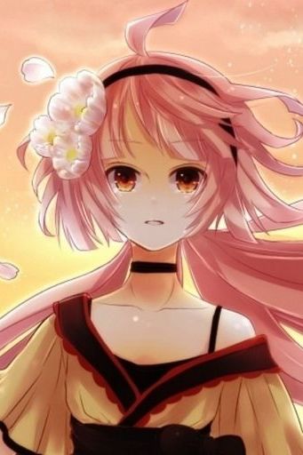 Anime Girl Hair Pink Flower