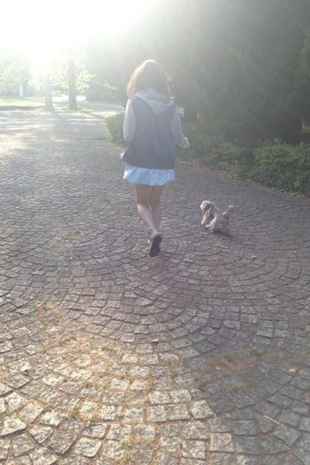 Uma menina e seu cão