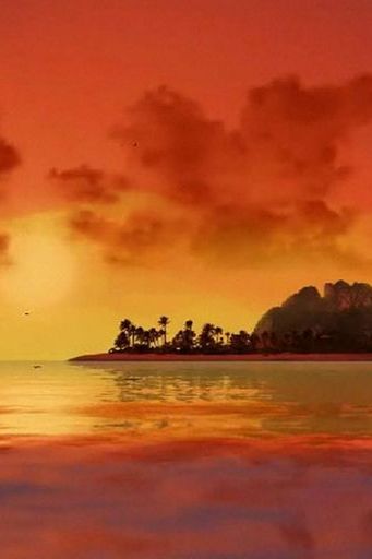 Ocean Sailboat Sunset Trees