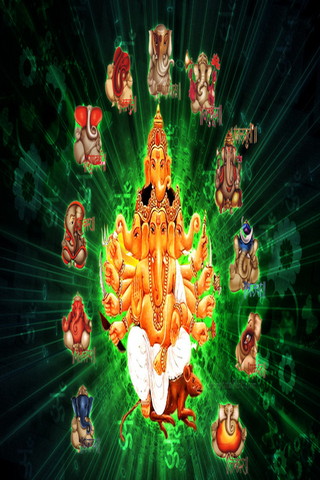 Ganesha koyu yeşil arka plan