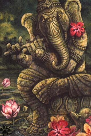 Ganesha jouant de la flûte