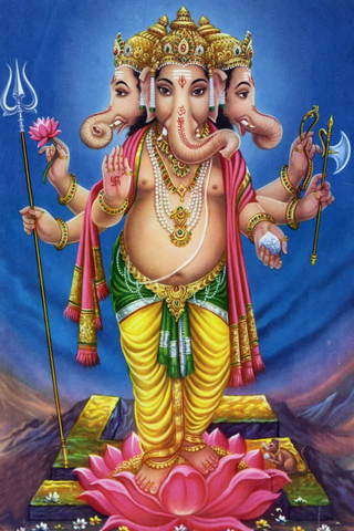 Lord Ganesha Standing On Lotus
