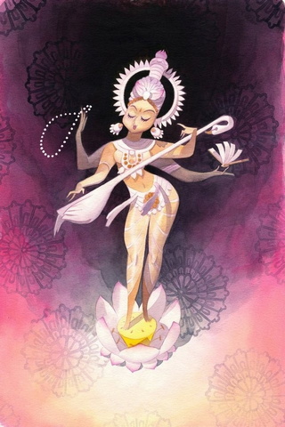 Piękna bogini Saraswati