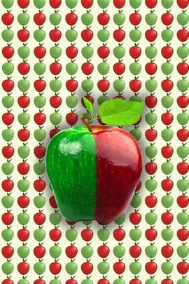 赤 そして、緑色のリンゴ