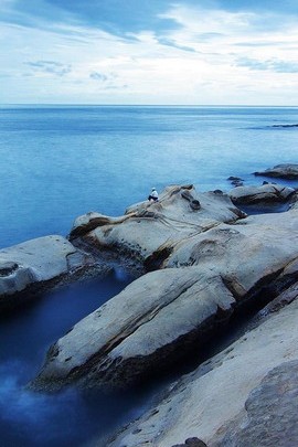 Ocean Blue With Big Rocks