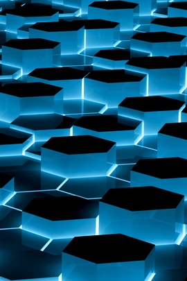 Glowing Blue Hexagons: A Digital Dreamscape