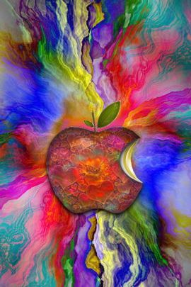 Peinture renversée avec la pomme de coeur