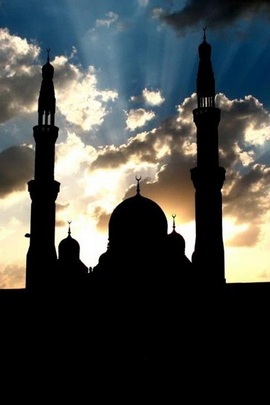 日落背景清真寺