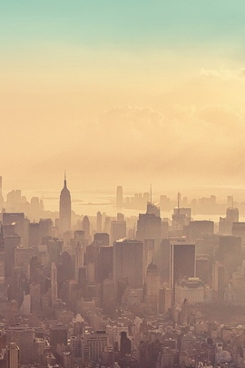 न्यूयॉर्क शहर सूर्योदय धुके
