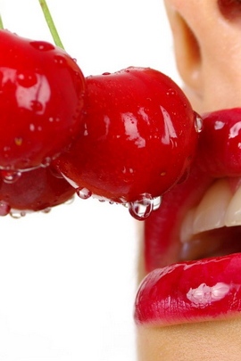 Cherry Close Up Lips Girl Rojo 4335 720x1280