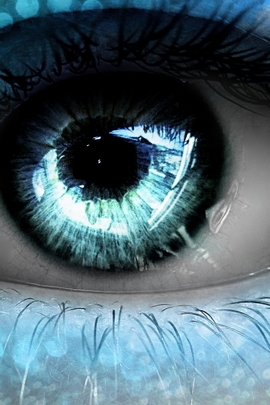 Bel oeil vert bleu