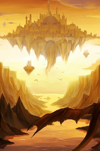 Dragons Around The Floating Castle