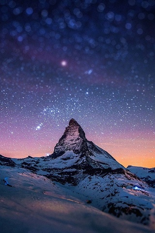 Night Stars Over Mountain