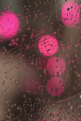 Rain On Glass Pink Lights I