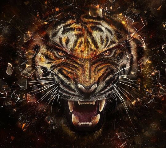 Online Atacado Papel De Parede Feroz Tigre 3d Papel Parede Hd