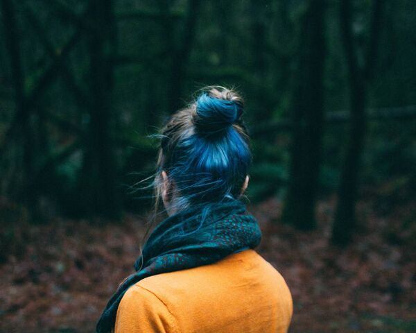 2. "Cute girl with blue hair and buns" - wide 3