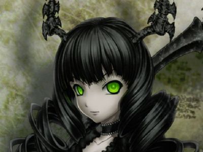 Green-Eyes Skull Cheveux noirs