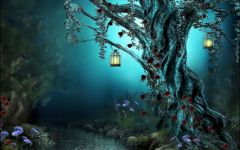 Fantasy Forest Lake Magical Mushroom HD wallpaper  Peakpx
