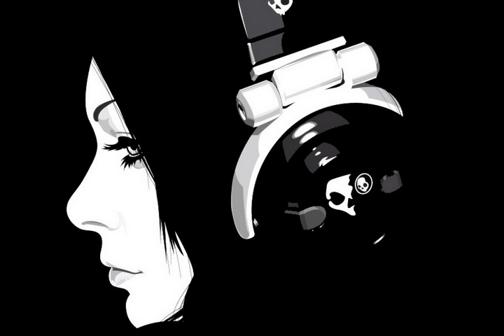 Headphones Girl Black Wallpaper - Download to your mobile from PHONEKY