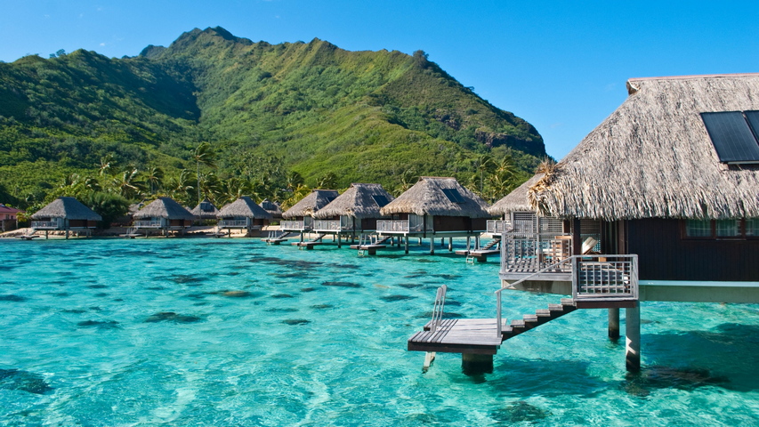 Tropics Sea Bungalows Wallpaper - Download to your mobile from PHONEKY