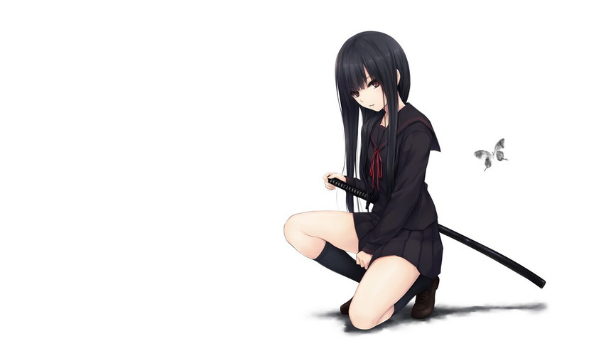 Download Anime Girl with Black Hair Wallpaper
