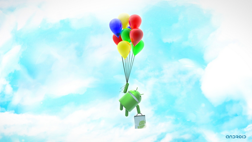 Android System Robot Clouds Sky Balloons