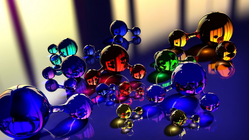 Balls Molecule Massager Glass Reflection Color Wallpaper - Download to