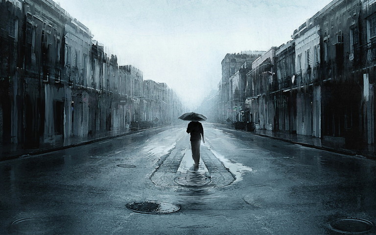 Walk Alone In Rainy Day