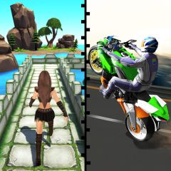 Moto Racing 2 3D & Temple Rush 2 3D