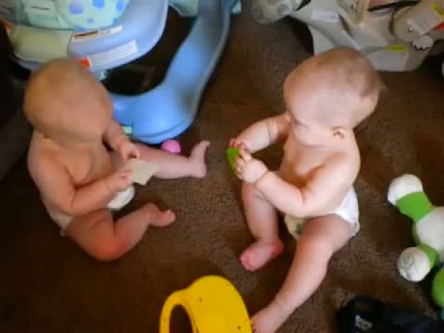 Twin babies fight so cute