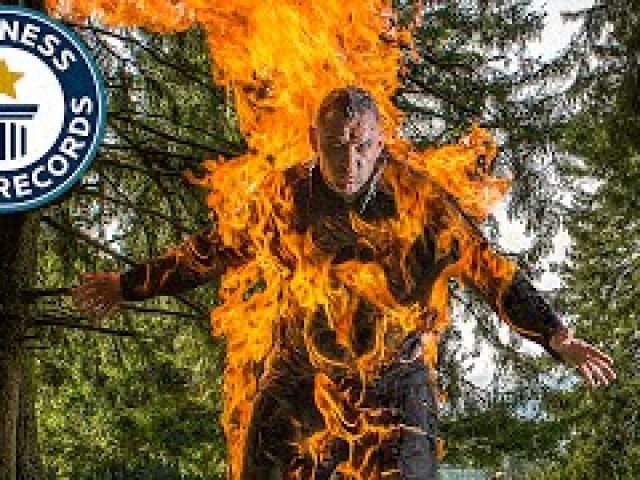 Human torch breaks three world records