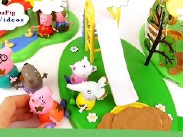 Peppa Pig with Family and her Friends Play at Muddy Puddle Playground