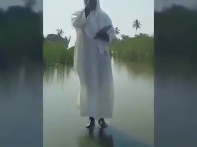 Pastor tries walking on water for real