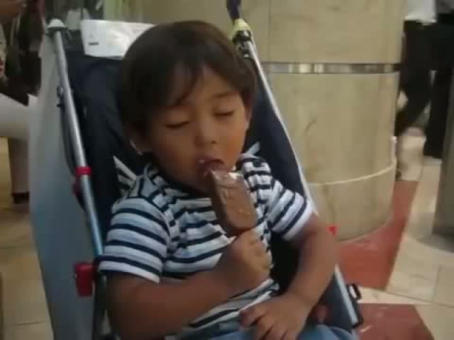 Asleep while eating ice cream