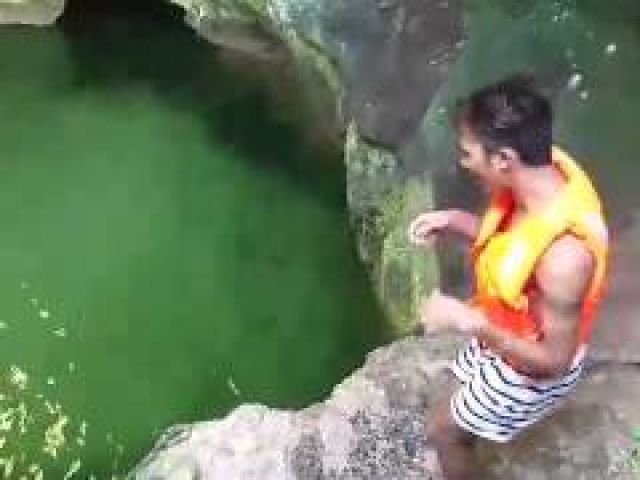 Funny Man Afraid To Jump In The Water