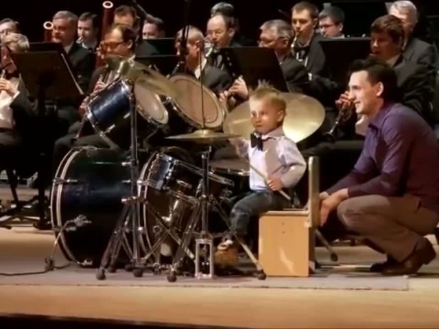 Kid plays drums with orchestra - Incredible Talent