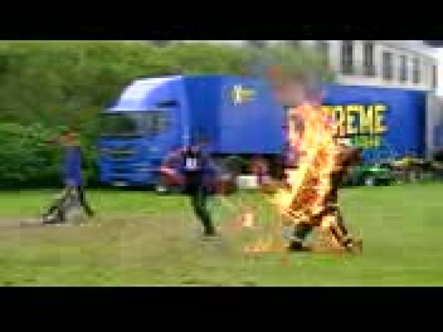 Lighting The Human Torch Slow Motion at the Extreme Stunt Show