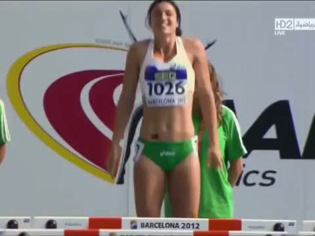 Michelle Jenneke Women's 100m Hurdles hot dance Barcelona 2012 complete race