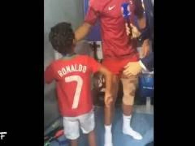 Cristiano Ronaldo Jr. helps his father with interview after Euro 2016 Final Game