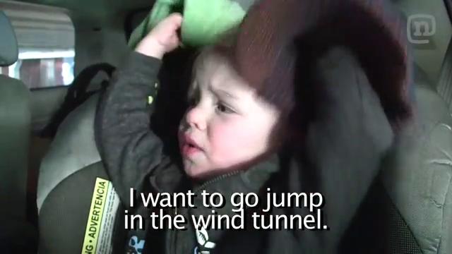 Haha baby go skydring in wind tunnel